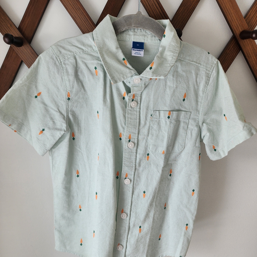 Old Navy Light Green Carrot Print Button-Down Shirt